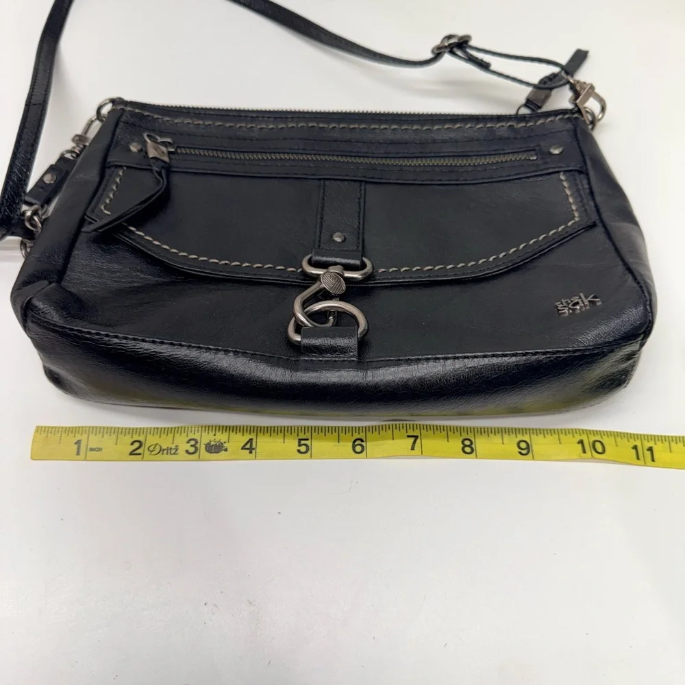 The Sak Ventura Black Leather Chain-Accent Crossbody Bag